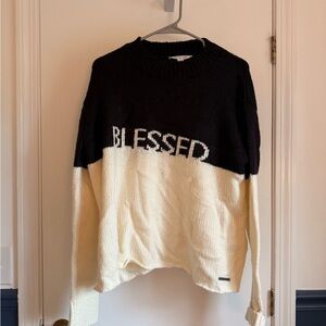 Peace Love World Black and Cream 'Blessed' Sweater